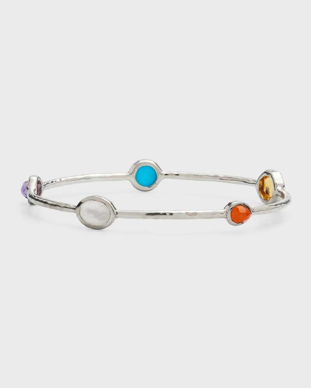 5-Stone Bangle Bracelet in Sterling Silver